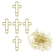 50 Pcs Cross Paper Clips, Golden Cross Paper Clips for Bible, Cross Bookmark ...