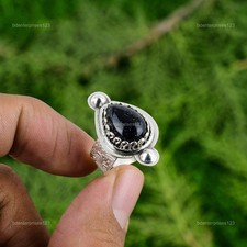 Daughters Day Sale Natural Blue Sunstone Solitaire Ring Jewelry Sterling Silver