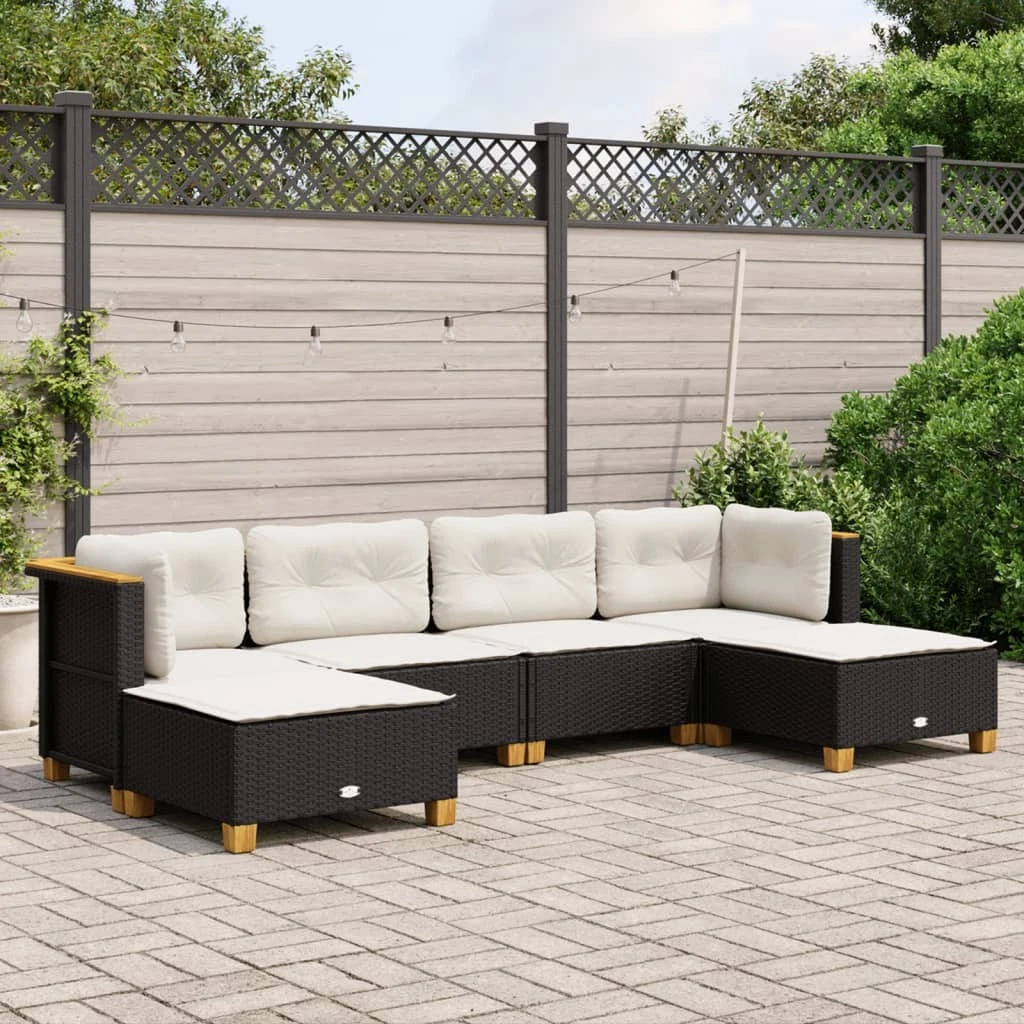 Divano Da Giardino 2 Posti Polyrattan Nero – Tidyard – Con Cuscini 124 Cm – Per Esterno