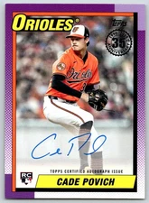 2025 Topps Update 1990 35th Anniversary Auto CADE POVICH #90AU-CP Auto Orioles
