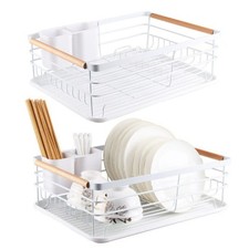 Large Kitchen Sink Dish Drainer Rack with Drip Tray and Plate Cutlery Holder