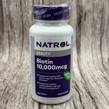 Natrol Biotin Maximum Strength 10,000 mcg 100 Tabs BB 8/31/25
