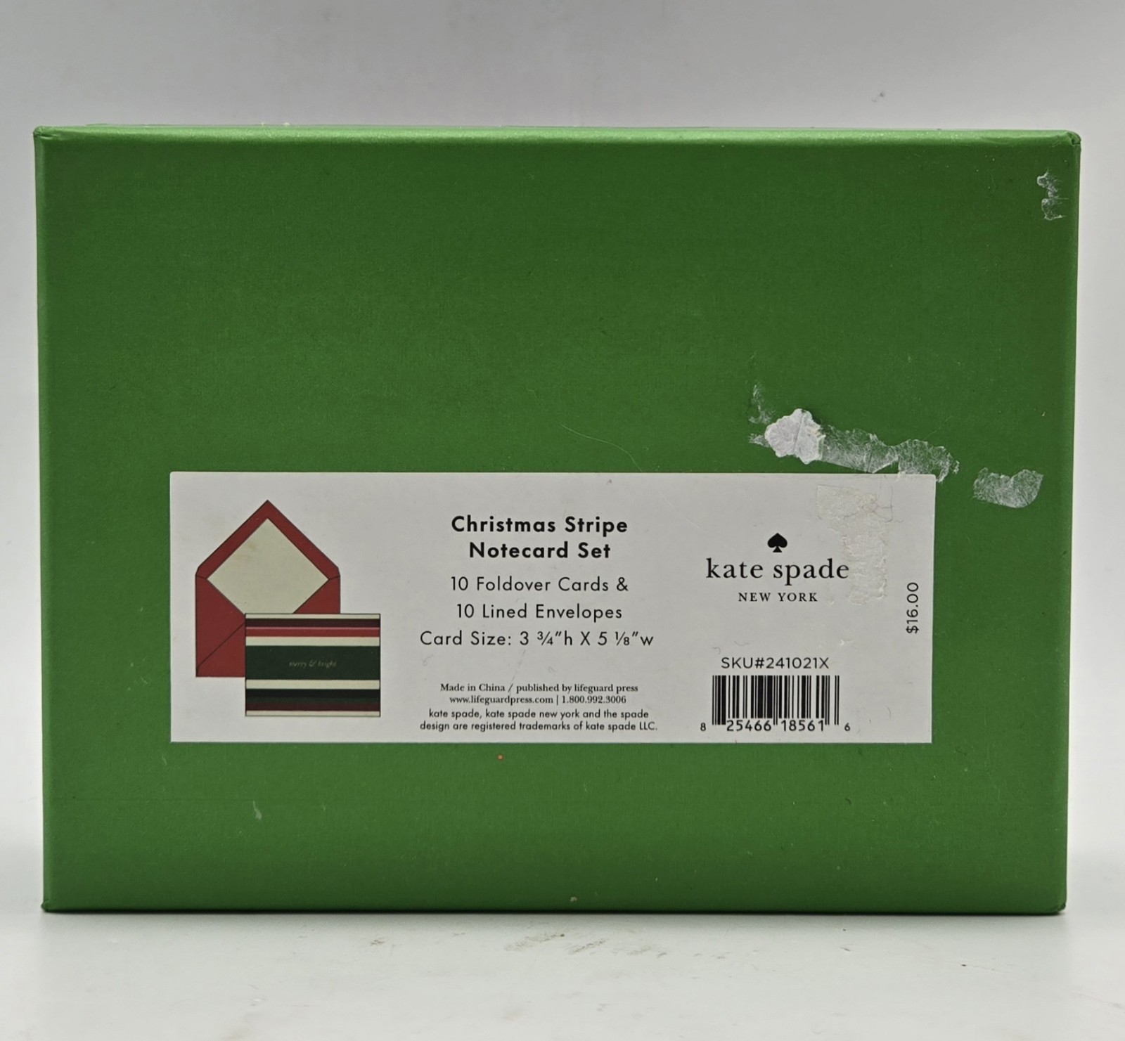 Kate Spade Christmas Stripe Note Cards Box Set 10 Blank with Envelopes Holiday thumbnail 2