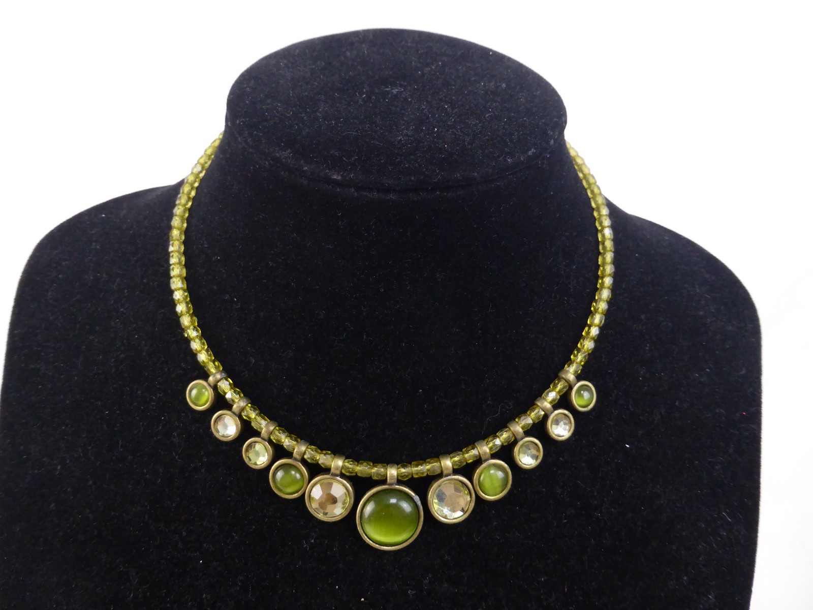 Green Beaded Charm Statement Necklace Unboxed