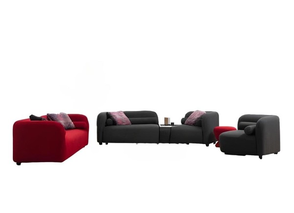 Schwarz-Rote Designer Wohnzimmer Sofagarnitur Designer Couchen 3Tlg-image