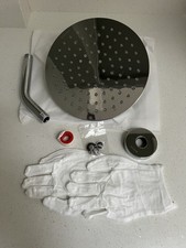 BRISTAN ABS 200mm CHROME ROUND FIXED HEAD SHOWER HEAD C/W ARM, SHROUD & WASHERS