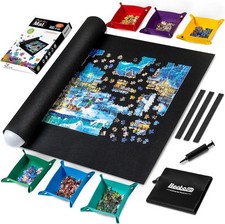 2000 Piece Puzzle Mat Roll Up, Jigsaw Felt Mat Saver with 6 Sorting Trays Bag