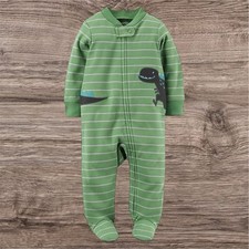 Carters Baby Boy Size 6 Months Sleep N  Play Pajamas Green Dinosaur One Piece