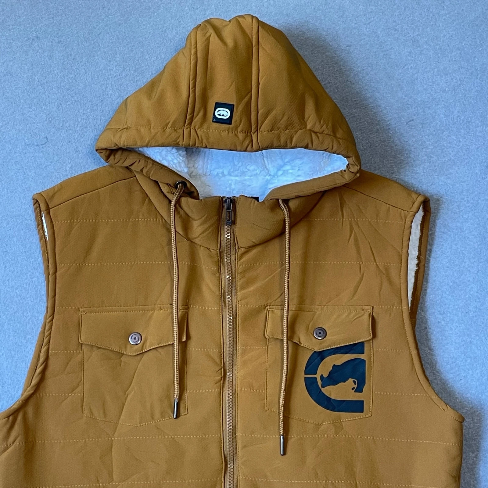 Ecko Unltd Mens Hooded Full Zip Sherpa Vest Size Small