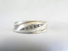 Vintage Sterling Silver 925 Natural Diamond Mens Womens Wedding Band Size 10.5