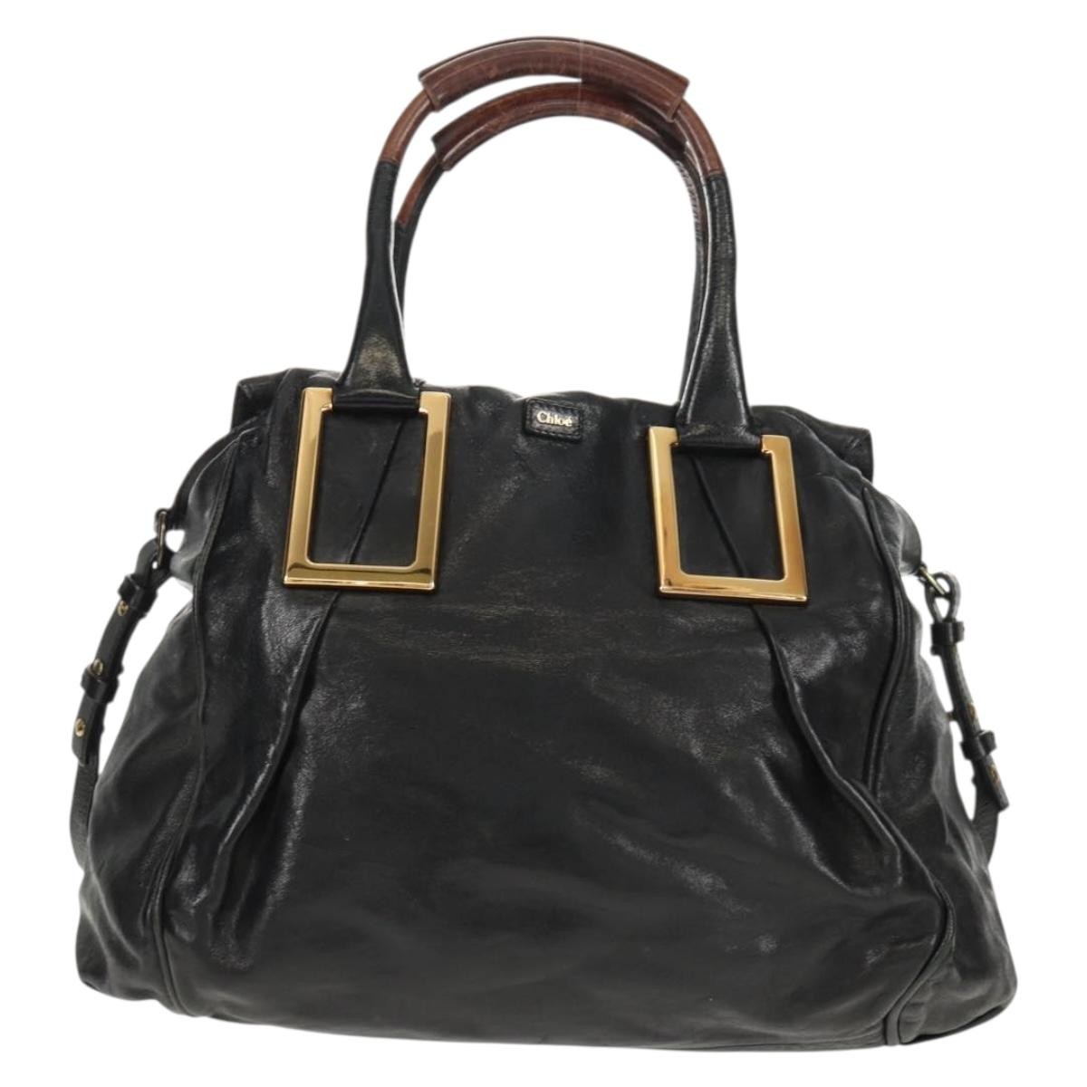 Chloe Ethel Handbag Leather Black Leather Handbag (Pre-Owned)