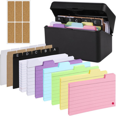 Karteikarten Box Set 230 farbige Lernkarten 15 Teiler Kunststoff Organizer Pack