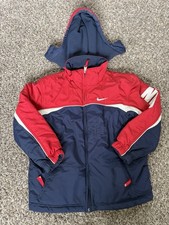 Vintage Nike Reversible Jacket Red Blue Kids Size Small 8 Hooded Y2K