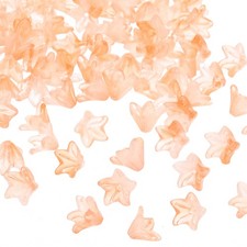 Glass Lily Flower Beads, 100 Pcs Gradient Flower Bead Charm, Orange