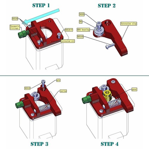 Drive Feed Aluminum Alloy Printer Extruders Kit Printer Parts For Ender 3 Pro - Afbeelding 8 van 12