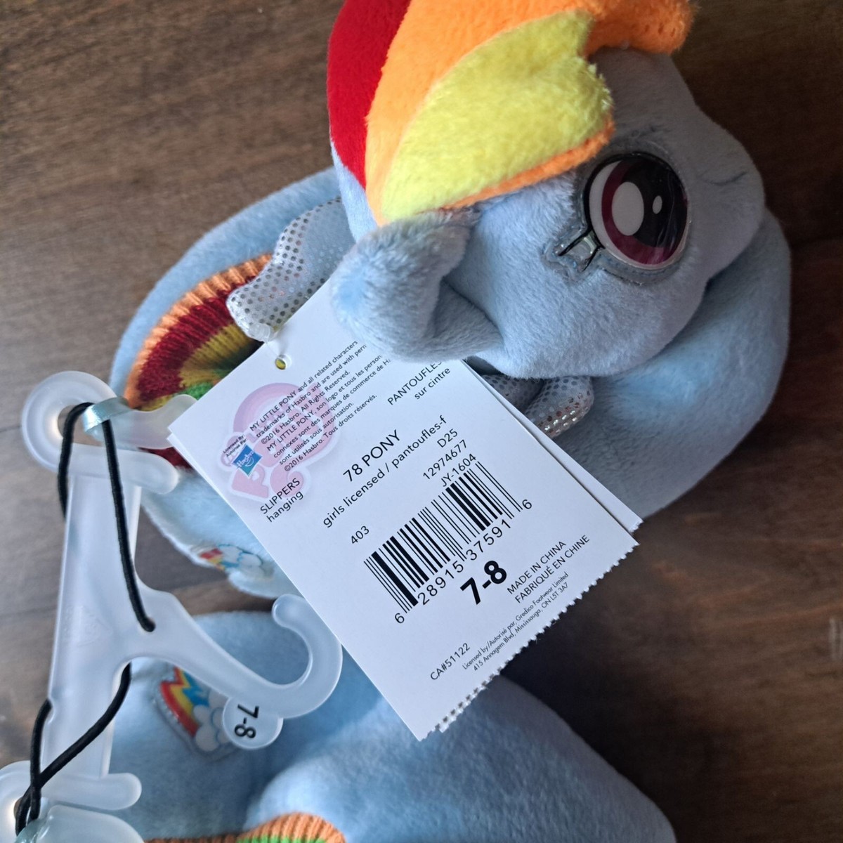 My Little Pony Rainbow Dash Plush Head blue Slippers-Toddler M 7/8