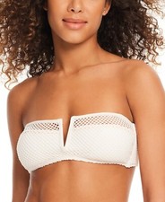 Sanctuary Womens V Wire Bandeau Bikini Top in White Sand Size Medium L110218