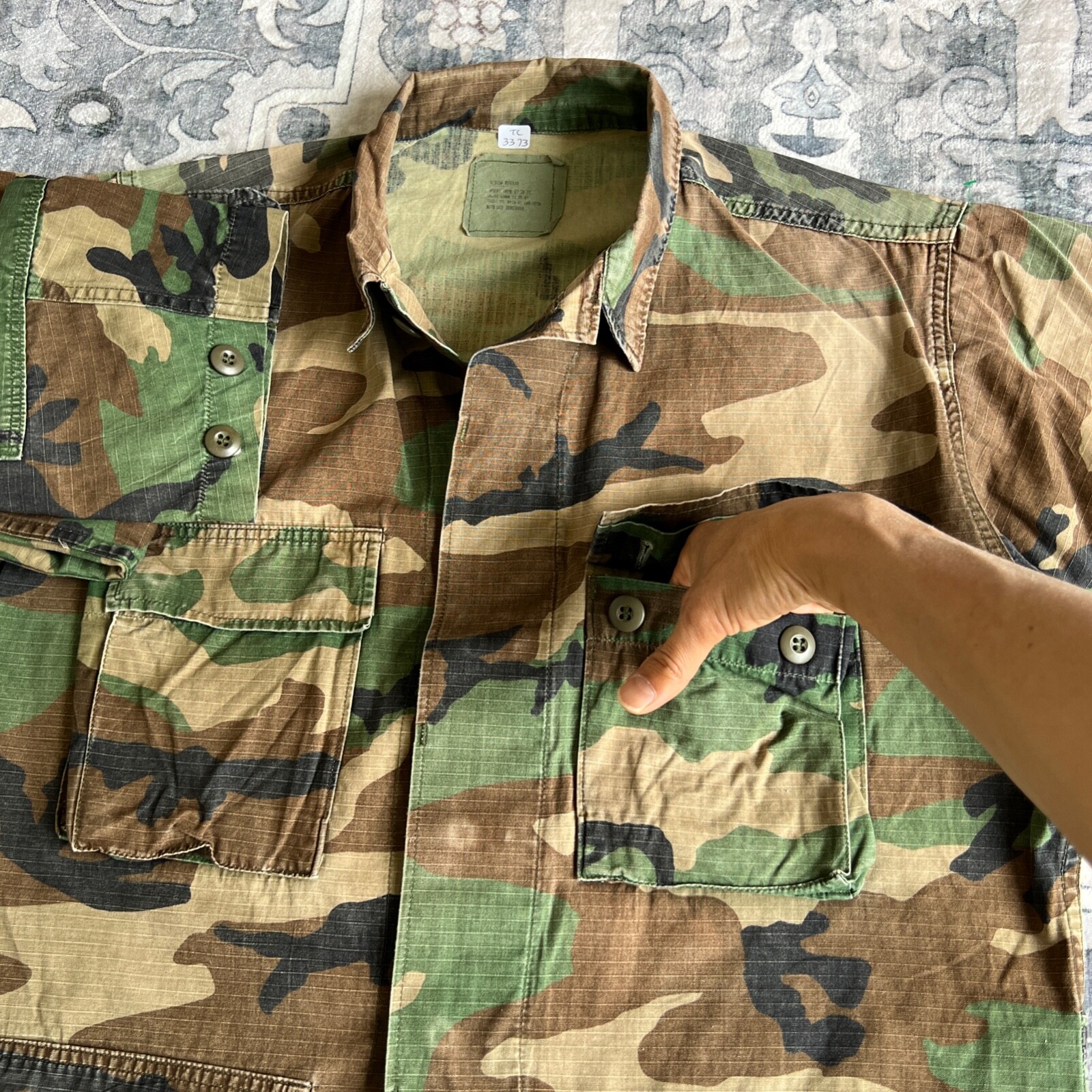 VTG US Army Jungle Jacket Men Medium Woodlnd Camo Combat Hot Weather Shacket 80s
