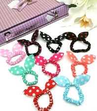 6PC Girls ELASTIC BOW RABBIT BUNNY EAR HAIR BAND ROPE SCRUNCHIE PONYTAIL  Uk