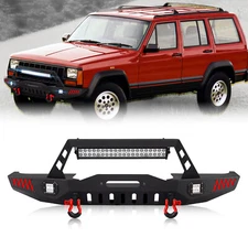 Front Bumper W/ LED Lights&Winch Plate For 1984-2001 Jeep Cherokee XJ (2/4 Doors