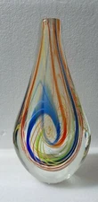 Steve Brewster Hand Blown Art Glass Vase Of Moon Bay Art Glass Studio Oklahoma