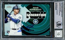 Julio Rodriguez 2022 Topps Chrome Generation Now RC Gem 10 Auto Beckett 16339455