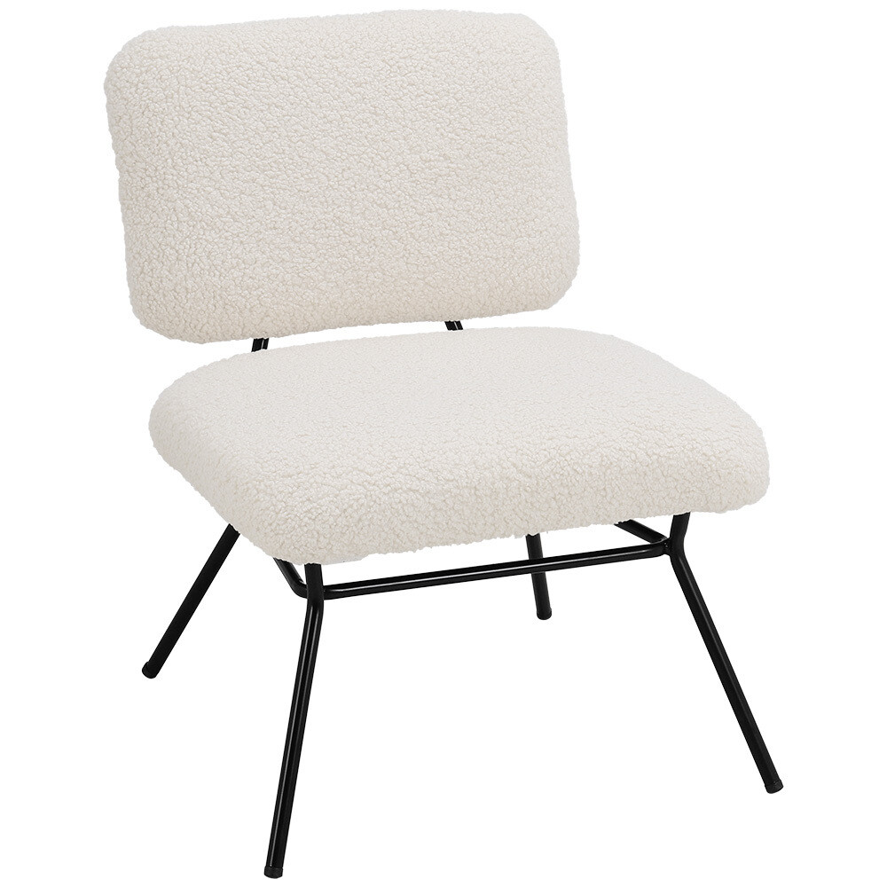 Occasional White Sherpa Chairs Faux Fur Accent Padded Seats home - Main Image