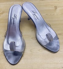 Dezario Made in USA Clear Slip On Open Toe Womens Heels Shoes Size 9
