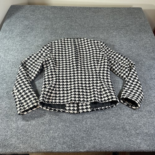 Talbots Blazer Womens 4 Black and White Houndstooth Wool Blend Lined Zip Jacket - Picture 8 of 20