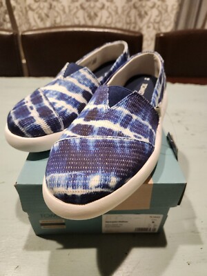NEW Toms Womens Alpargata Mallow Navy Batik Tie Dye Crochet