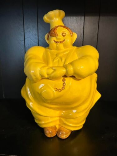 Vintage 1930s Red Wing “Chef Pierre” Cookie Jar Yellow Antique Pottery damaged