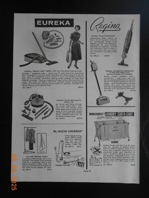 1960 Eureka Regina Hoover PIxie 31 86 Bissell Vacuum Cleaner Print AD shampoo
