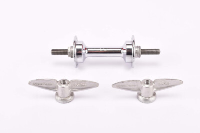 NOS Eska (Favorit) Chrome plated steel front Hub solid axle, aluminum wing nuts