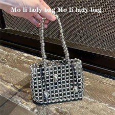Shiny Beads Beading Woven Handmade Square Bag Women Fashion Handbag Shoulder Bag