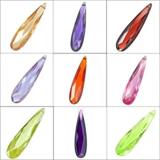 Cubic Zirconia Faceted Flat Teardrop Briolette Pendant Bead 9 x 36mm (1.4")