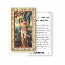 Saint Sebastian with Prayer to St. Sebastian  - Gold Trim Paperstock Holy Card