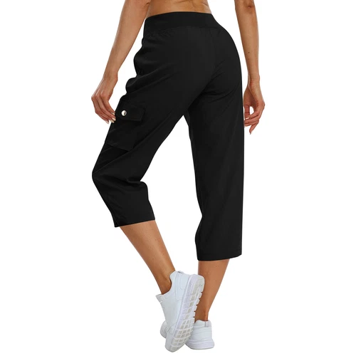 Womens Capris Pockets Loose Fit Pants Lightweight Ladies Baggy Cargo Pant Hiking - Afbeelding 8 van 42