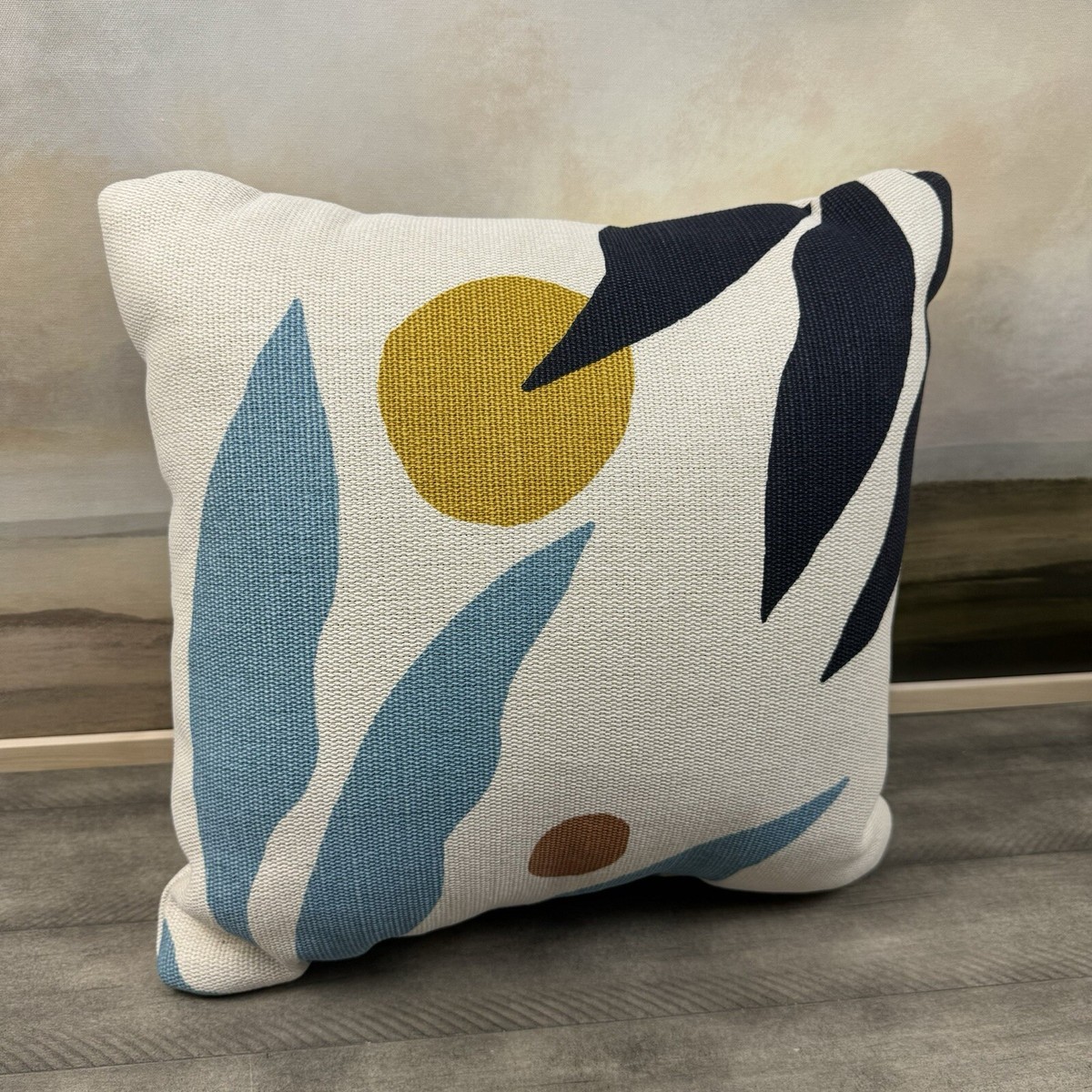 West Elm Graphic Fronds Indoor/Outdoor Throw Pillow Sewn Shut 18”  Multicolor OB