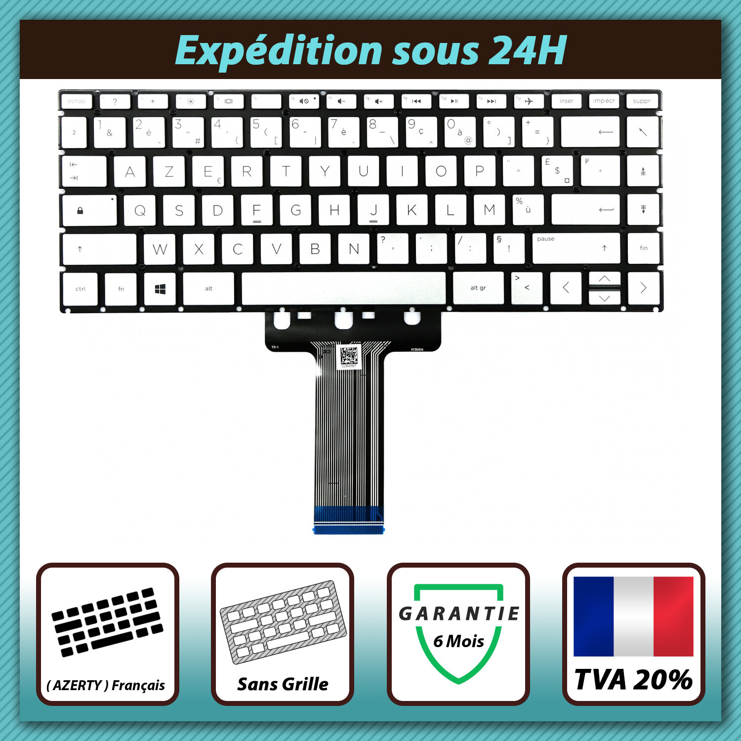 Clavier AZERTY HP Pavilion x360 14-ba019nf idéal pour le télétravail