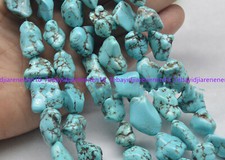 Real Natural Blue Turquoise 15x20MM Nugget Gemstone Loose Beads Strand 15" AA