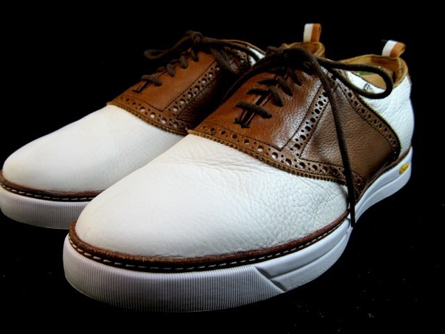 SAOLA Allen Edmonds "STRAITS" DERBY SELLA scarpa da golf derby 9 D bianco marrone (489N
