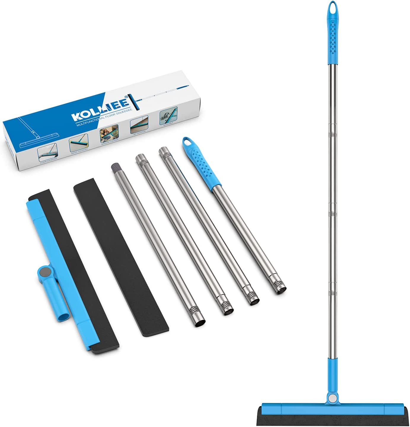 Tira Acqua Pavimenti 43cm - Spazzola Spingiacqua con Manico Regolabile