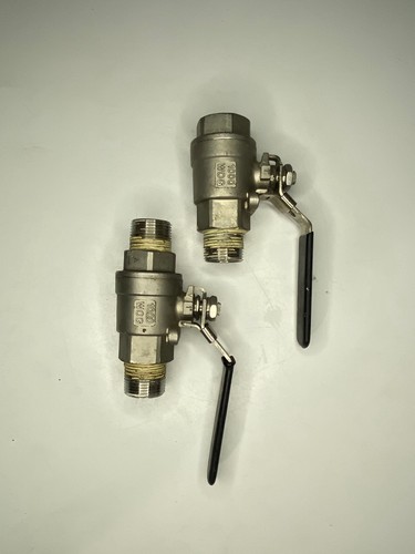 TWO (2) 1" 316 Stainless Steel Locking Handle 2-Way Ball Valve 1000 WOG (USED)