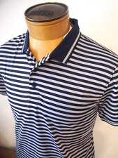 G/FORE Performance Fabric Navy  Grey Stripe Slim Fit Golf Shirt NWT S 120