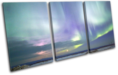 Northern Lights Alaska Landscape Space TREBLE Leinwand Kunst Bild drucken