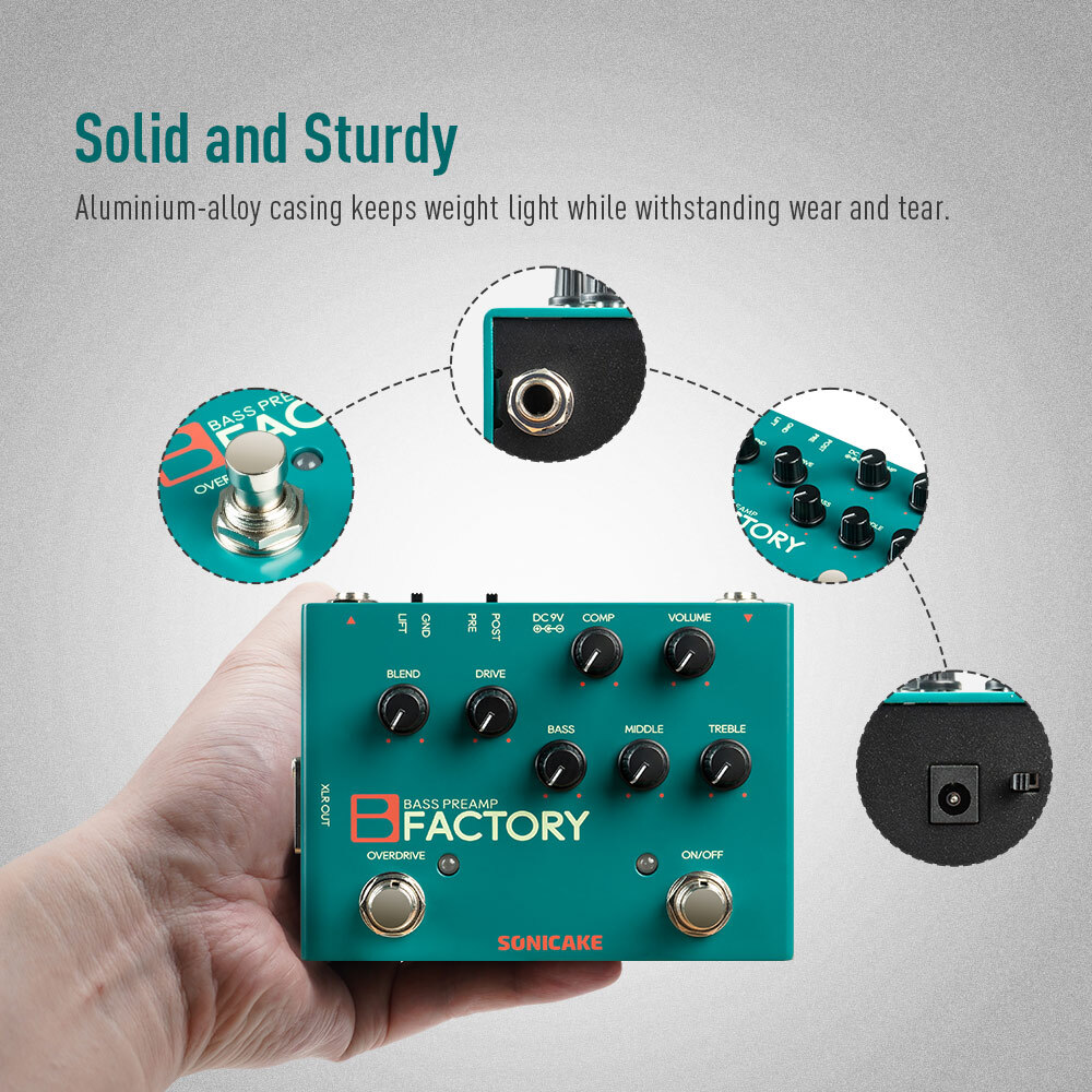 SONICAKE B Factory Analog Bass Preamp Comp Overdrive 3-band EQ PRE