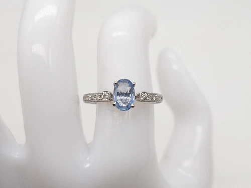 $8000 3.25ct CERTIFIED Blue Sapphire NO HEAT VS G Diamond 18k White Gold Ring