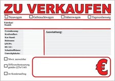 100x PKW Auto KFZ Verkaufsschilder A3 Autohandel Preisschild Druck 2-seitig rot