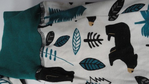 LAZY ONE Black Bear Forest Hooded One Piece Adult Size L 100% Cotton Green Trim - Picture 5 of 10