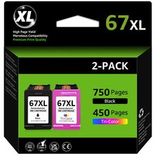 67 XL 67XL Ink Cartridge for HP 67 Ink Cartridges Black/Color Combo Pack -2 Pack